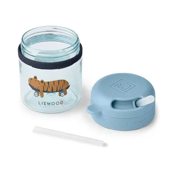 Tasse avec paille Pavia - Fun-beach blue, 28 cl - Liewood