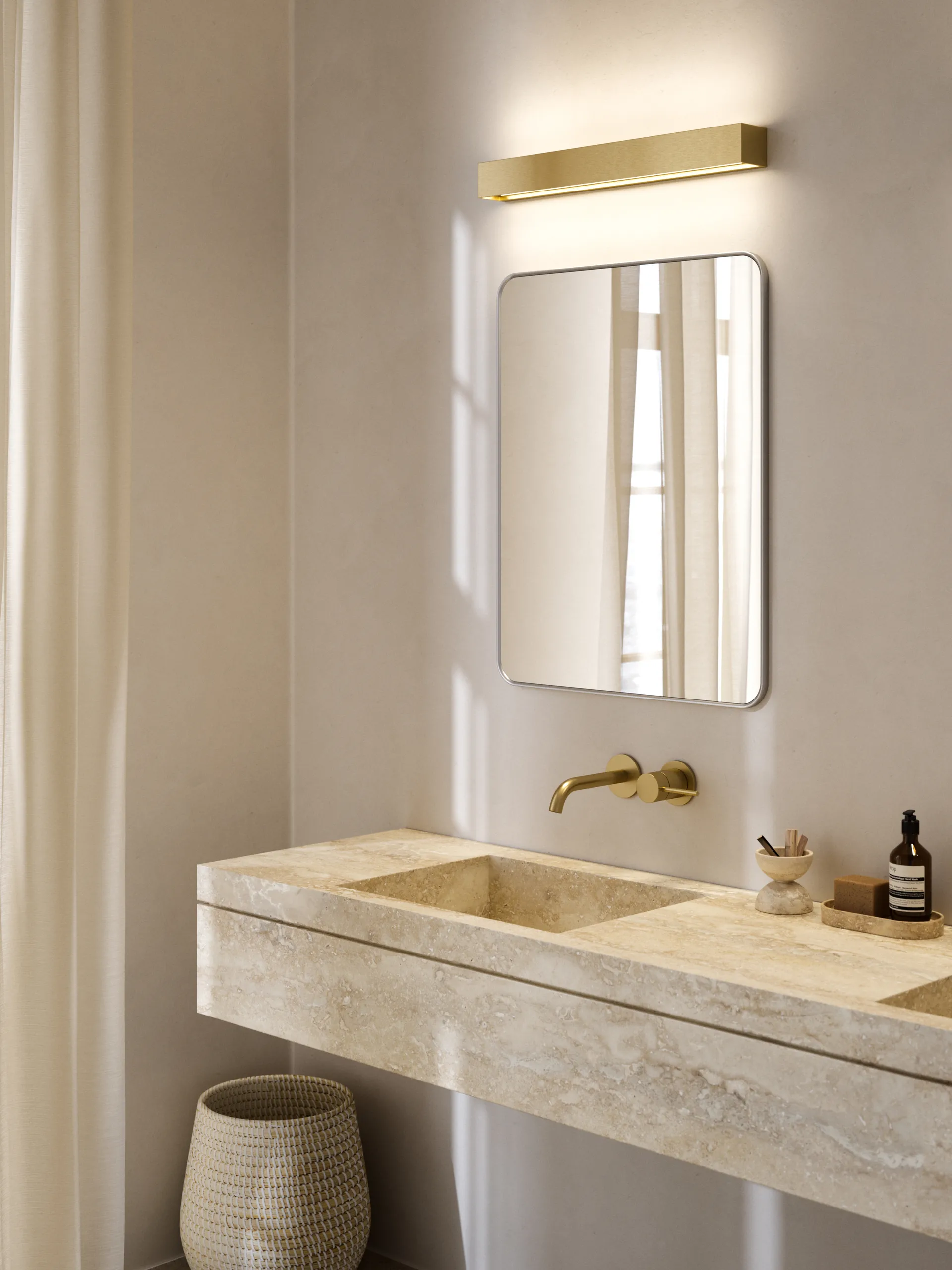 Applique murale Linea W3 switch tune, Brass, 7x60 cm Light-Point