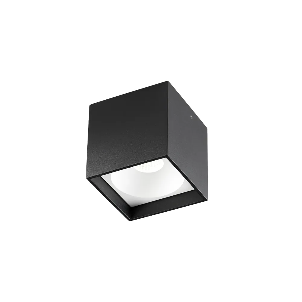 Solo Square spotlight, black/white, 3000 kelvins Light-Point