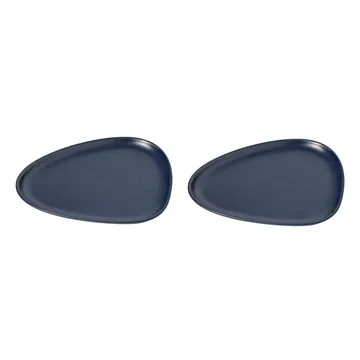 Assiettes Curve Stoneware Grès lot de 2 - Bleu marine - LIND DNA