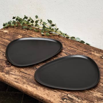 Assiettes Curve Stoneware lot de 2 - Noir - LIND DNA