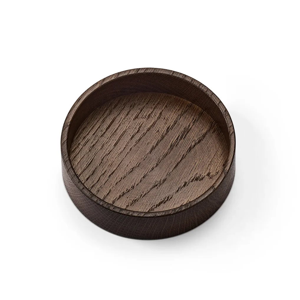 Boîte de rangement Wood Box pour dessous de verre, Smoked-oak, circle, S LIND DNA