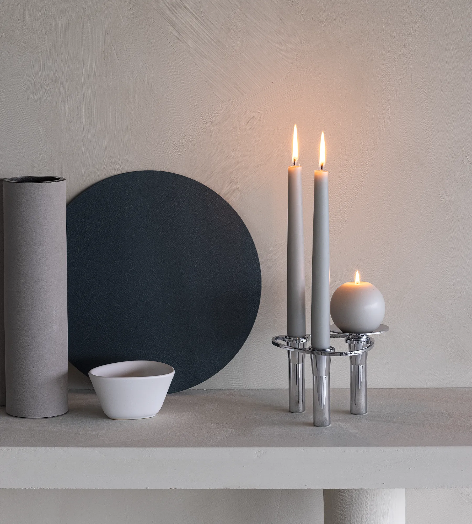 Bougeoir Curve, chrome, tray LIND DNA