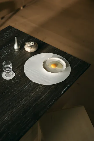 Dessous de verre en velours côtelé - Pure white, circle - LIND DNA