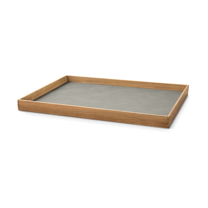 Plateau en teck Even square L - Nupo light grey - LIND DNA