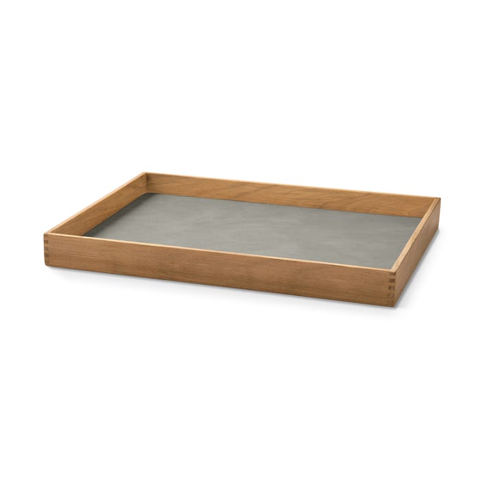 Plateau en teck Even square M - Nupo light grey - LIND DNA