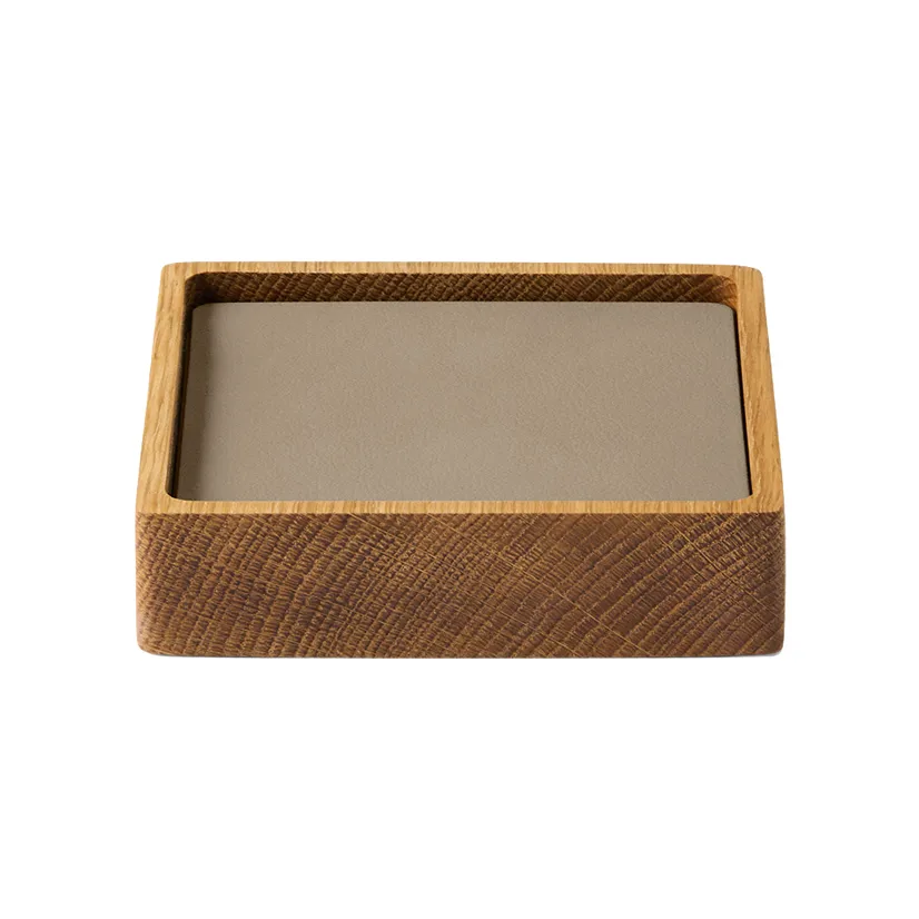 Set de dessous de verre Wood Box, Nature-chêne, carré, S, Nupo clay brown, 9 pièces LIND DNA