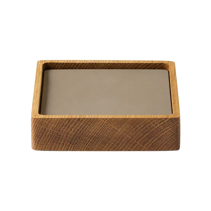 Set de dessous de verre Wood Box - Nature-chêne, carré, S, Nupo clay brown, 9 pièces - LIND DNA