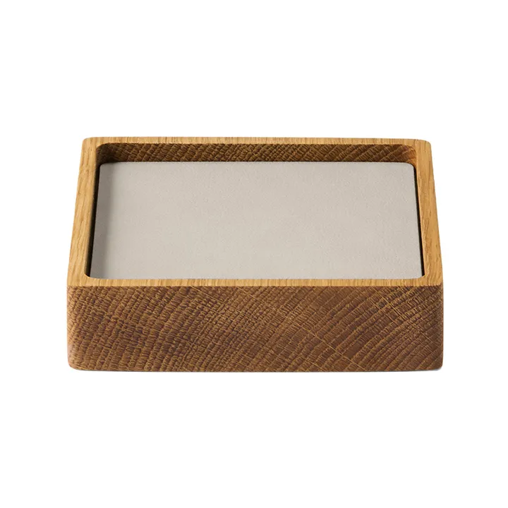 Set de dessous de verre Wood Box - Nature-chêne, carré, S, Nupo oyster white, 9 pièces - LIND DNA