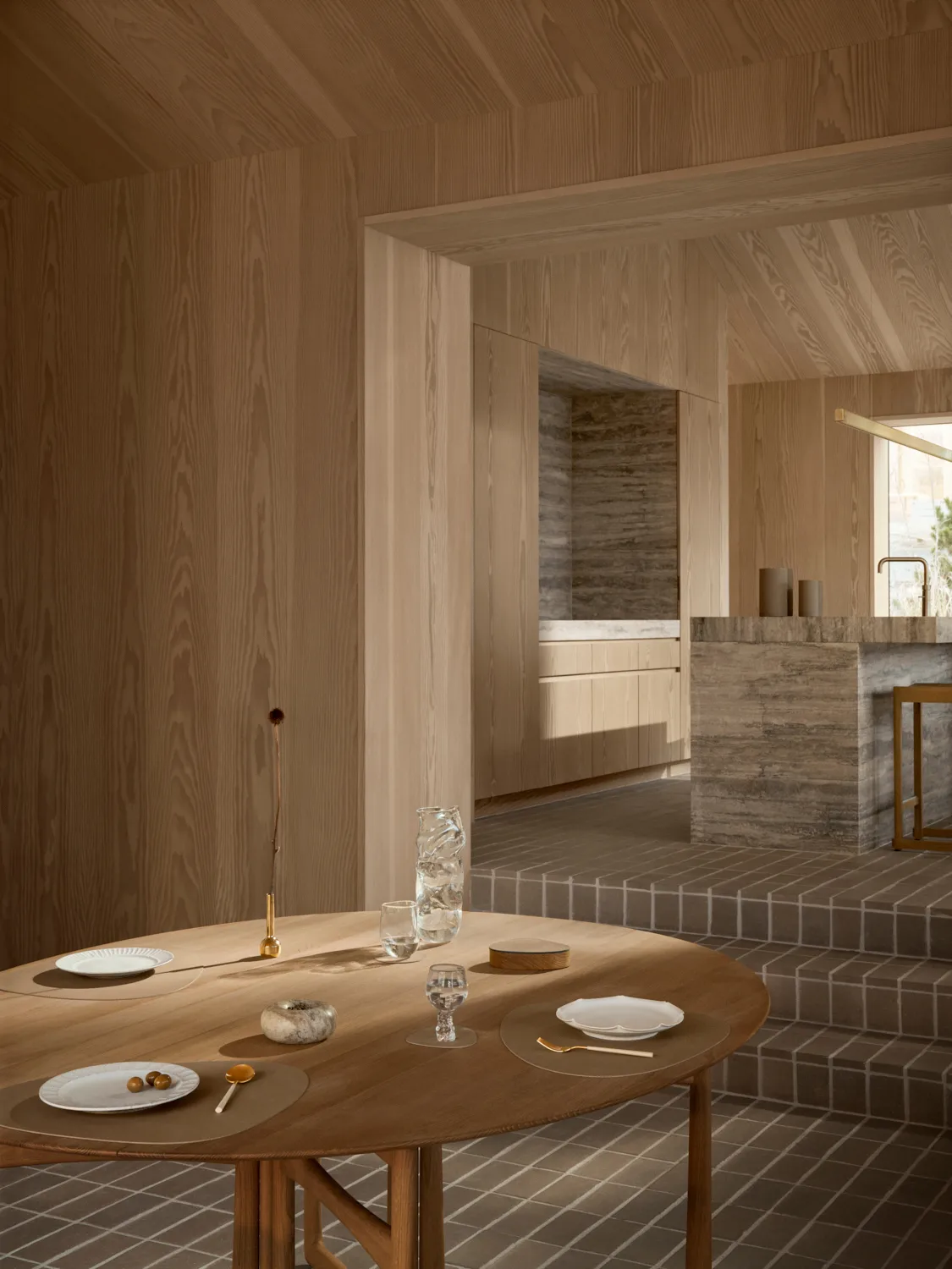 Set de table Corduroy curve L, Nougat LIND DNA