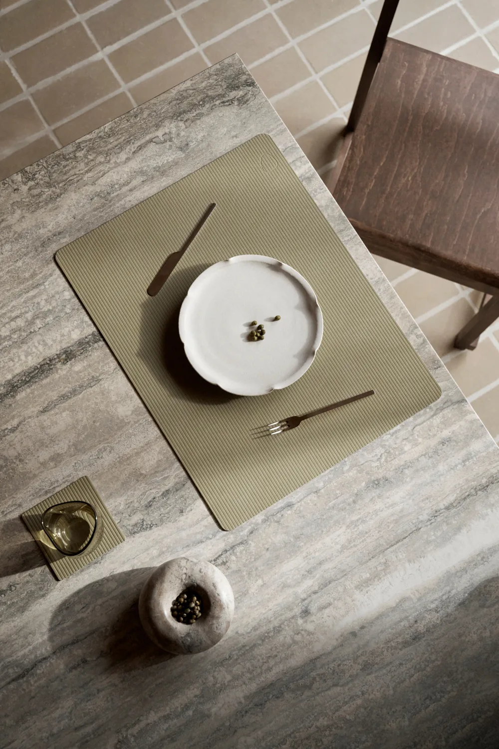 Set de table Corduroy square L, Herbal Dust LIND DNA