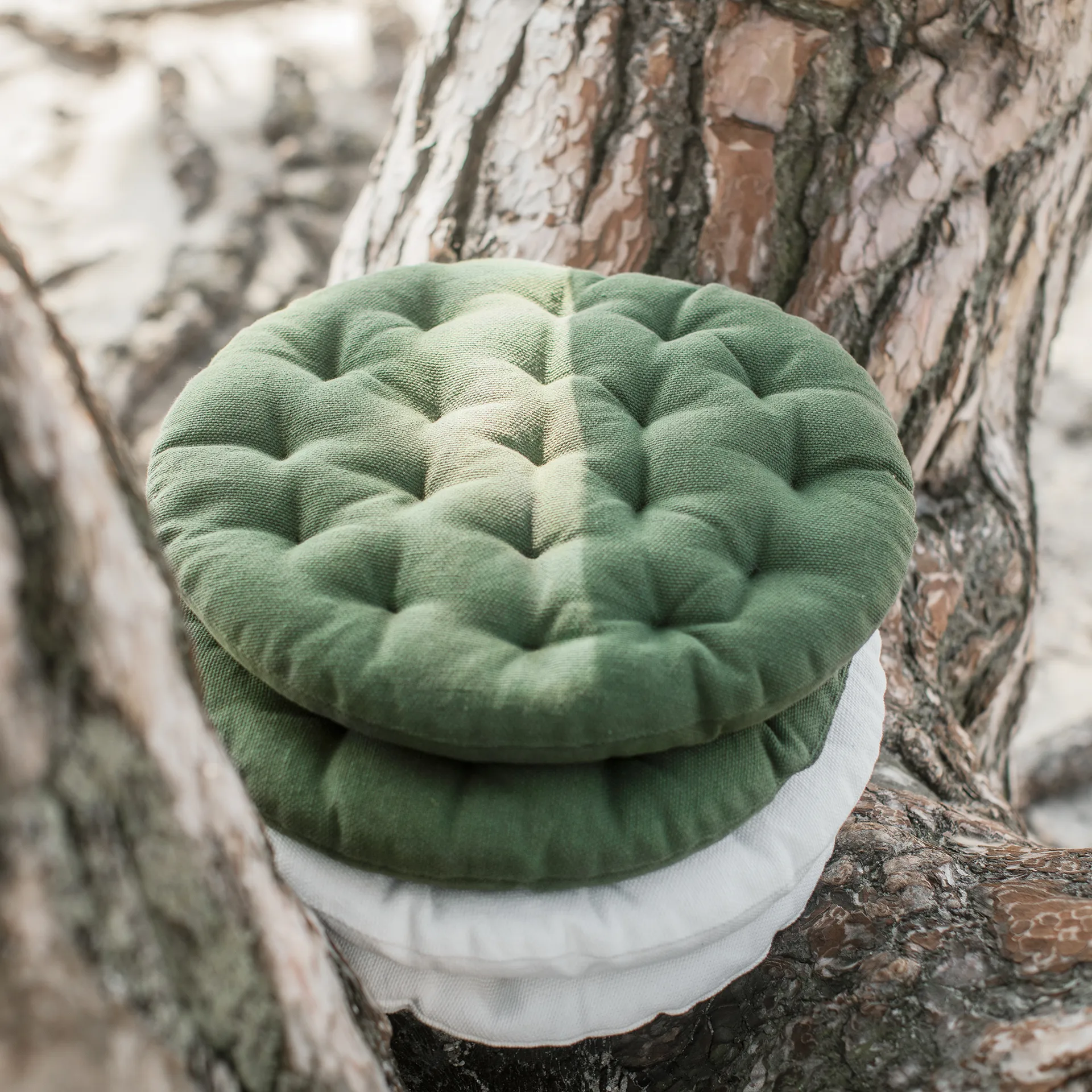 Coussin de chaise Pepper Ø37 cm, Vert olive foncé Linum