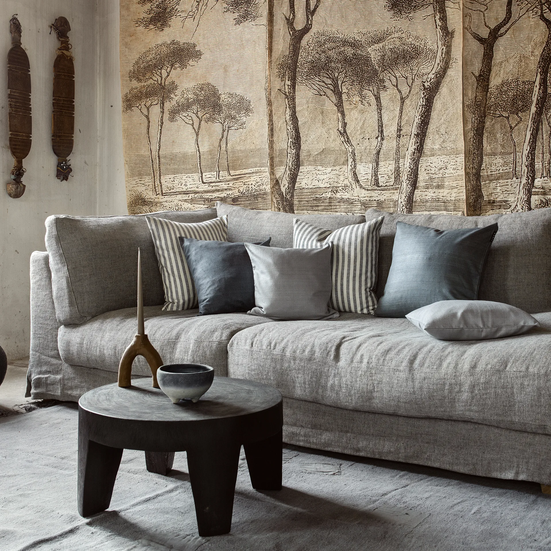 Housse de coussin Seta 50x50 cm, Noir Linum