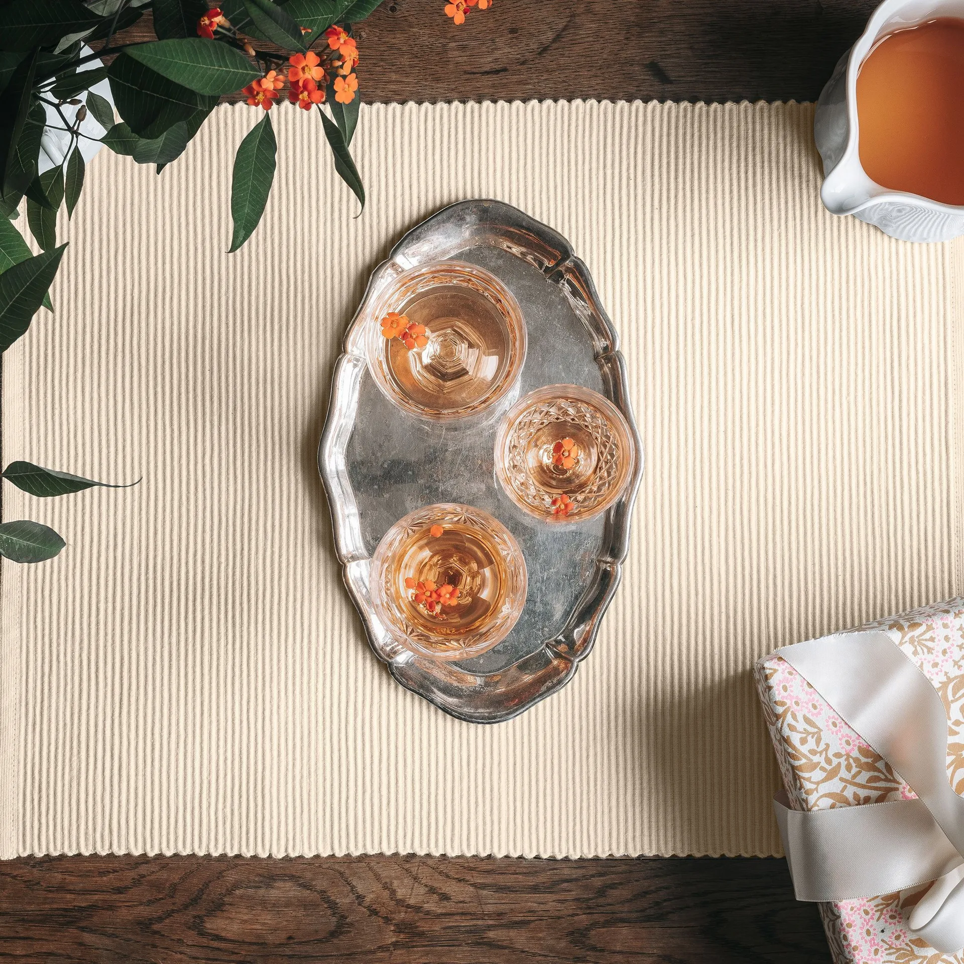 Lot de 2 sets de table Uni 35x46 cm, Beige crème Linum