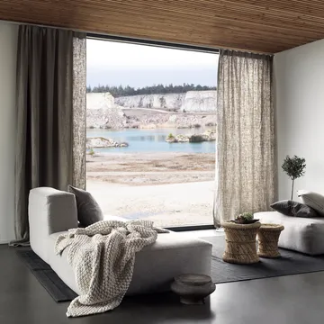 Rideau West avec bande de plissage - beige lin - Linum