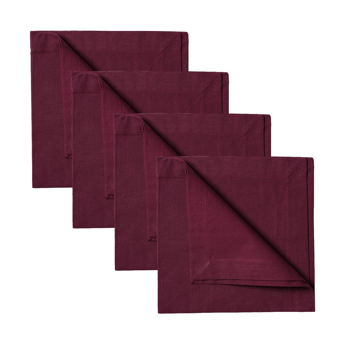 Linum Serviette Robert Lot de 4 Bordeaux | Design Scandinave | Serviettes en lin & en coton | Rouge