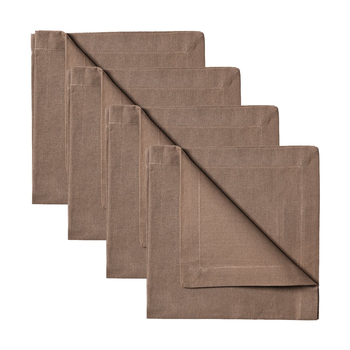 Linum Serviette Robert Lot de 4 Brun taupe foncé | Design Scandinave | Serviettes en lin & en coton | Marron