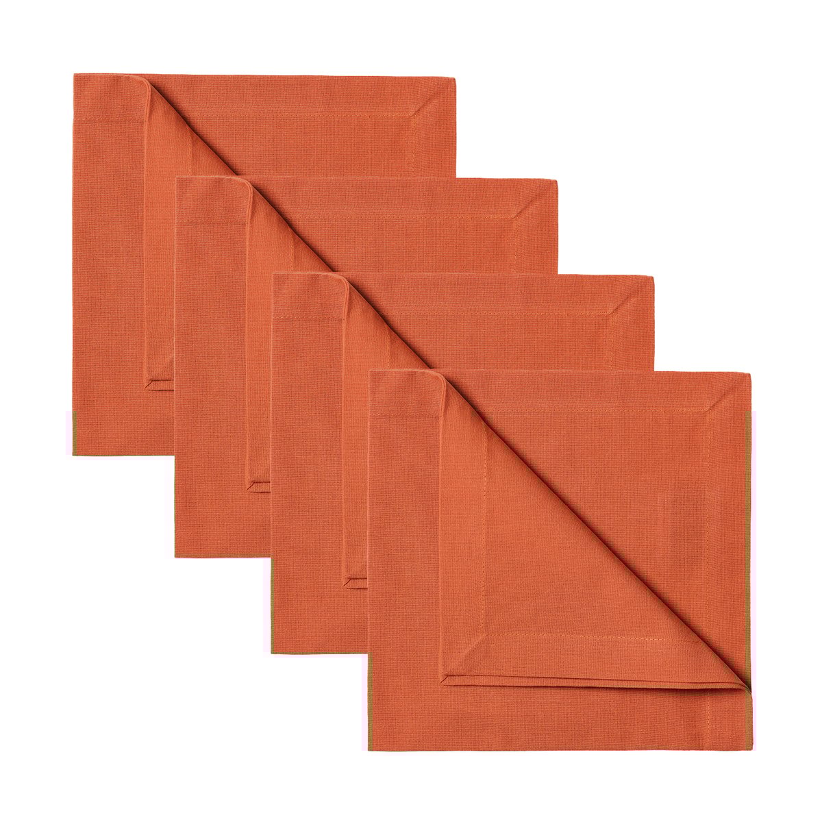 Linum Serviette Robert Lot de 4 Orange rouille | Design Scandinave | Serviettes en lin & en coton | Orange