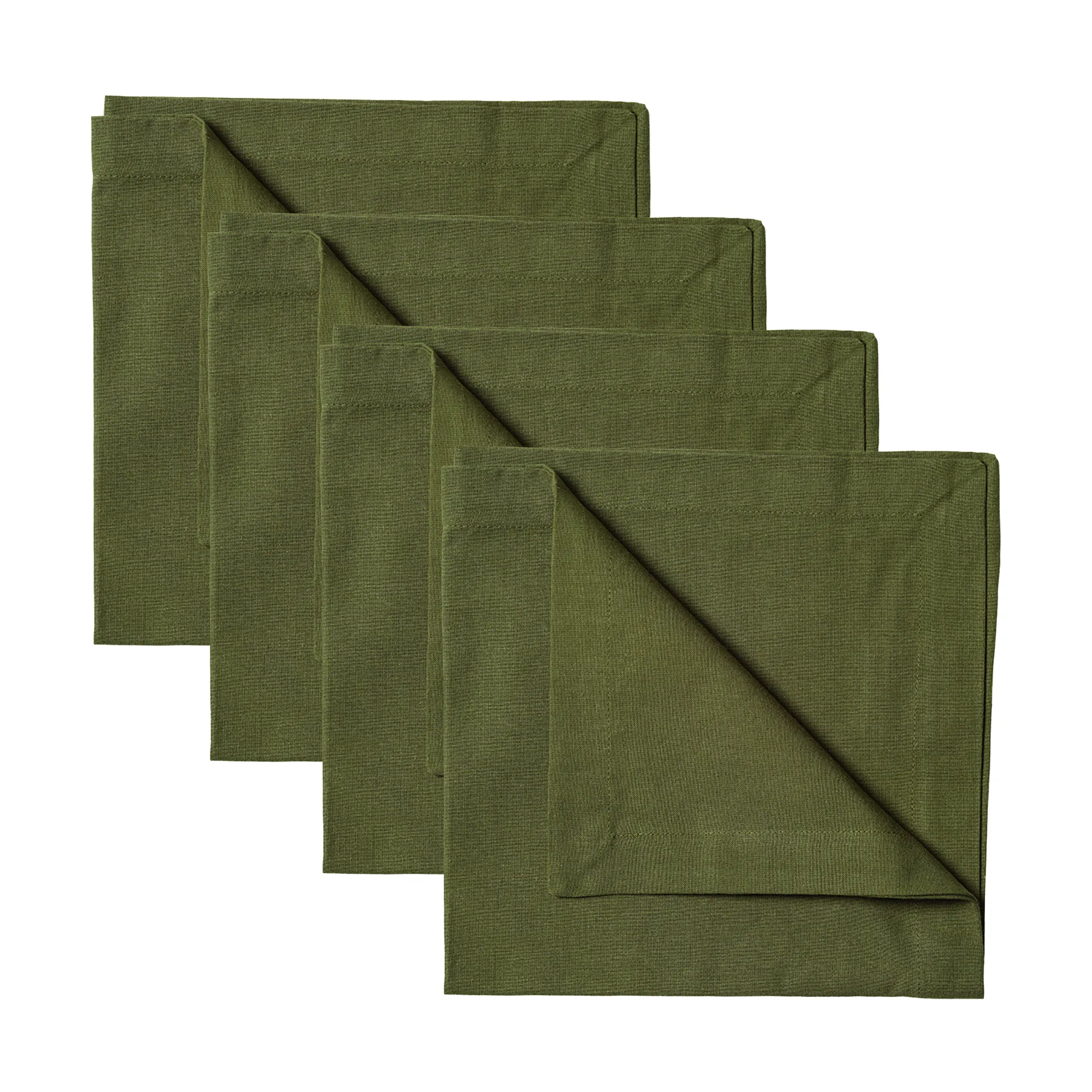 Serviette Robert Lot de 4, Vert olive foncé Linum
