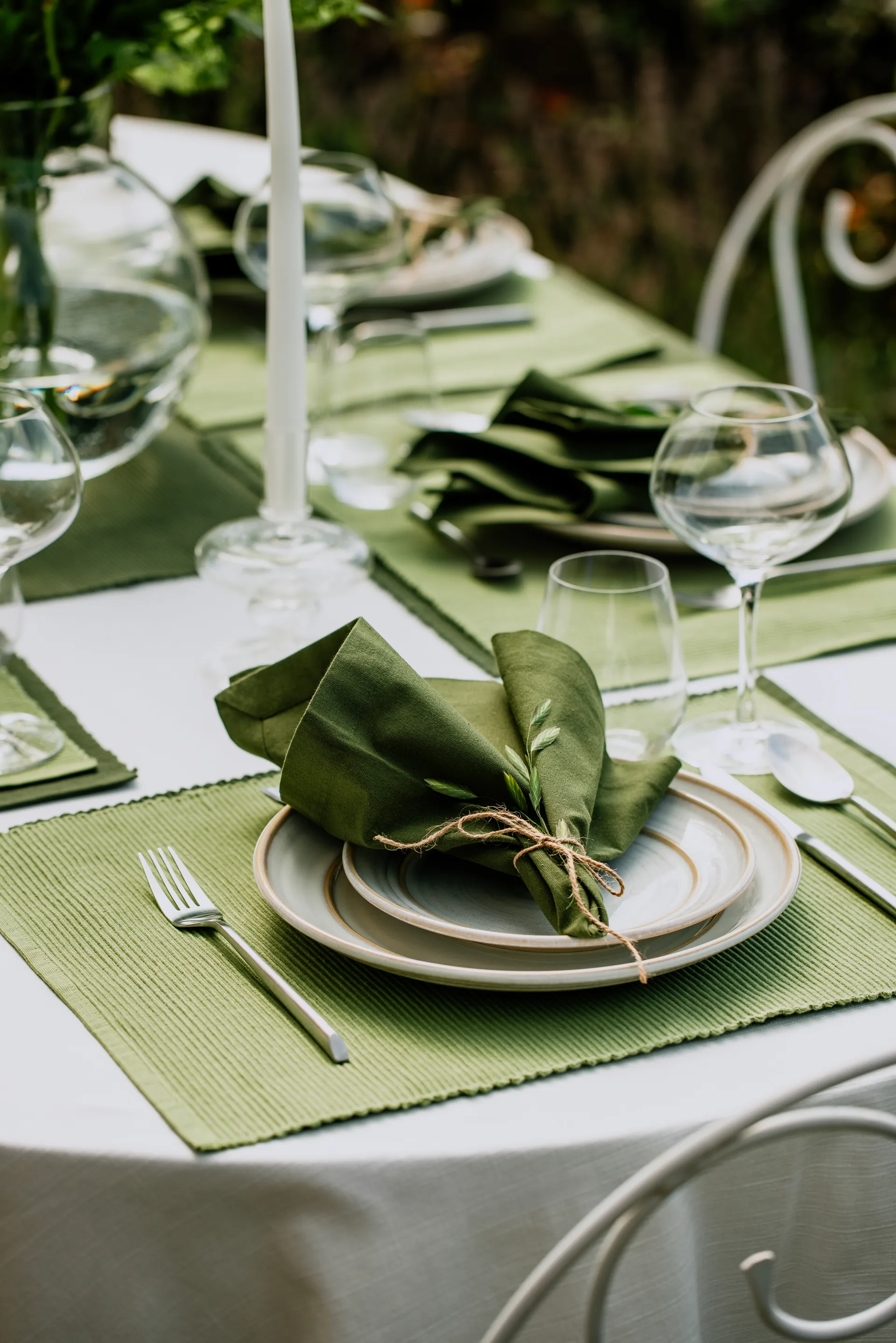 Serviette Robert Lot de 4, Vert olive foncé Linum