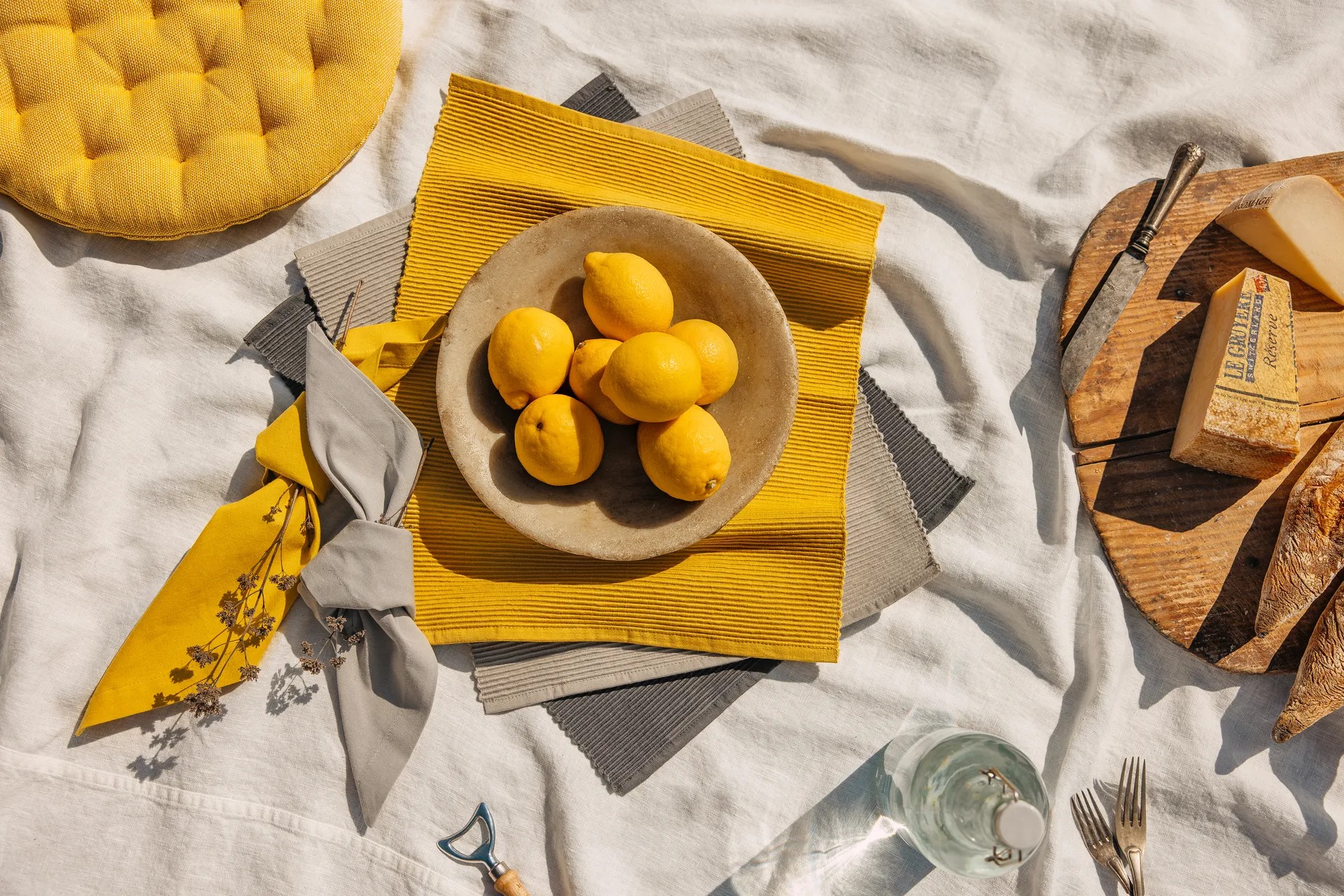 Set de table Uni 35x46 cm, lot de 4, Gris clair Linum