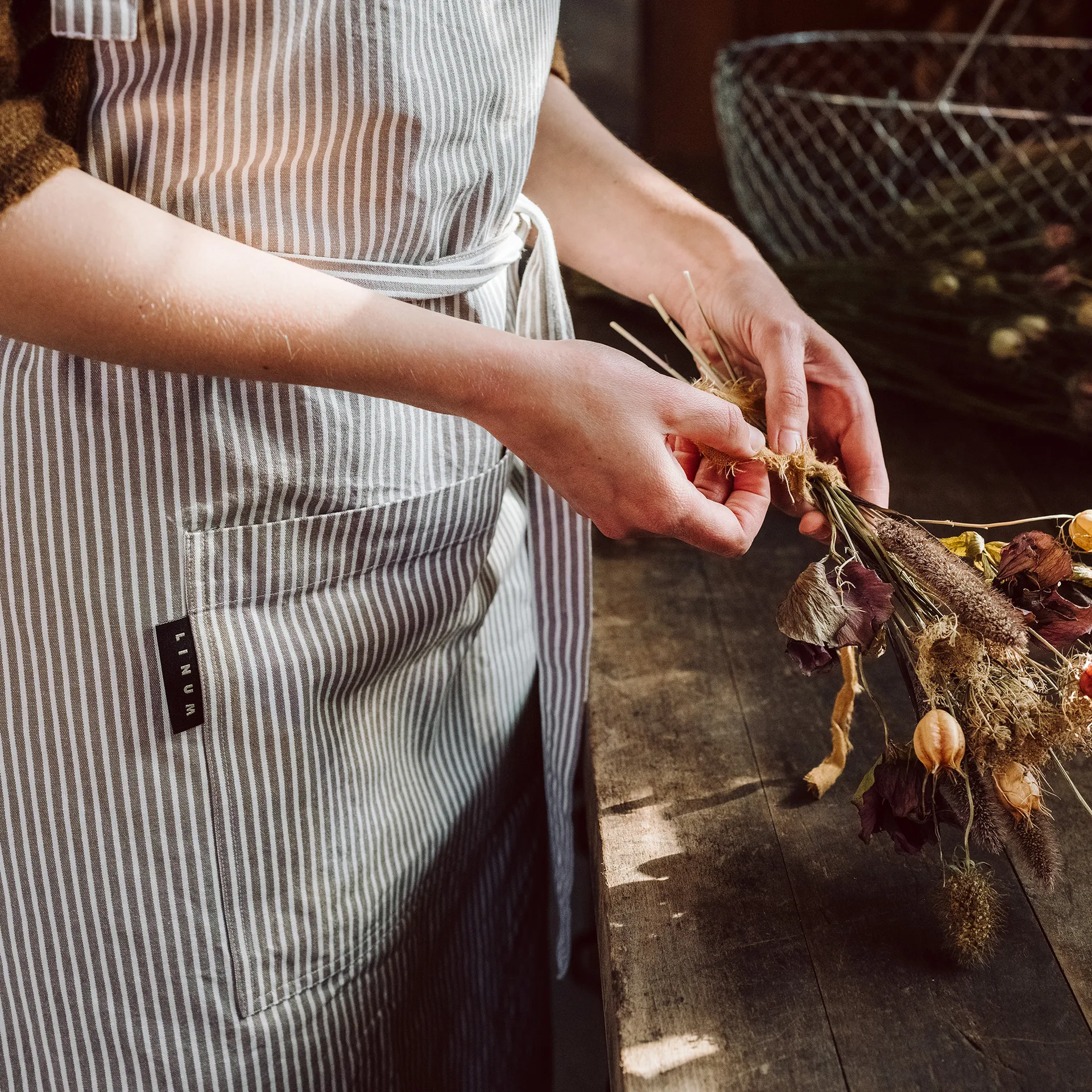 Tablier Emma, Marron taupe Linum