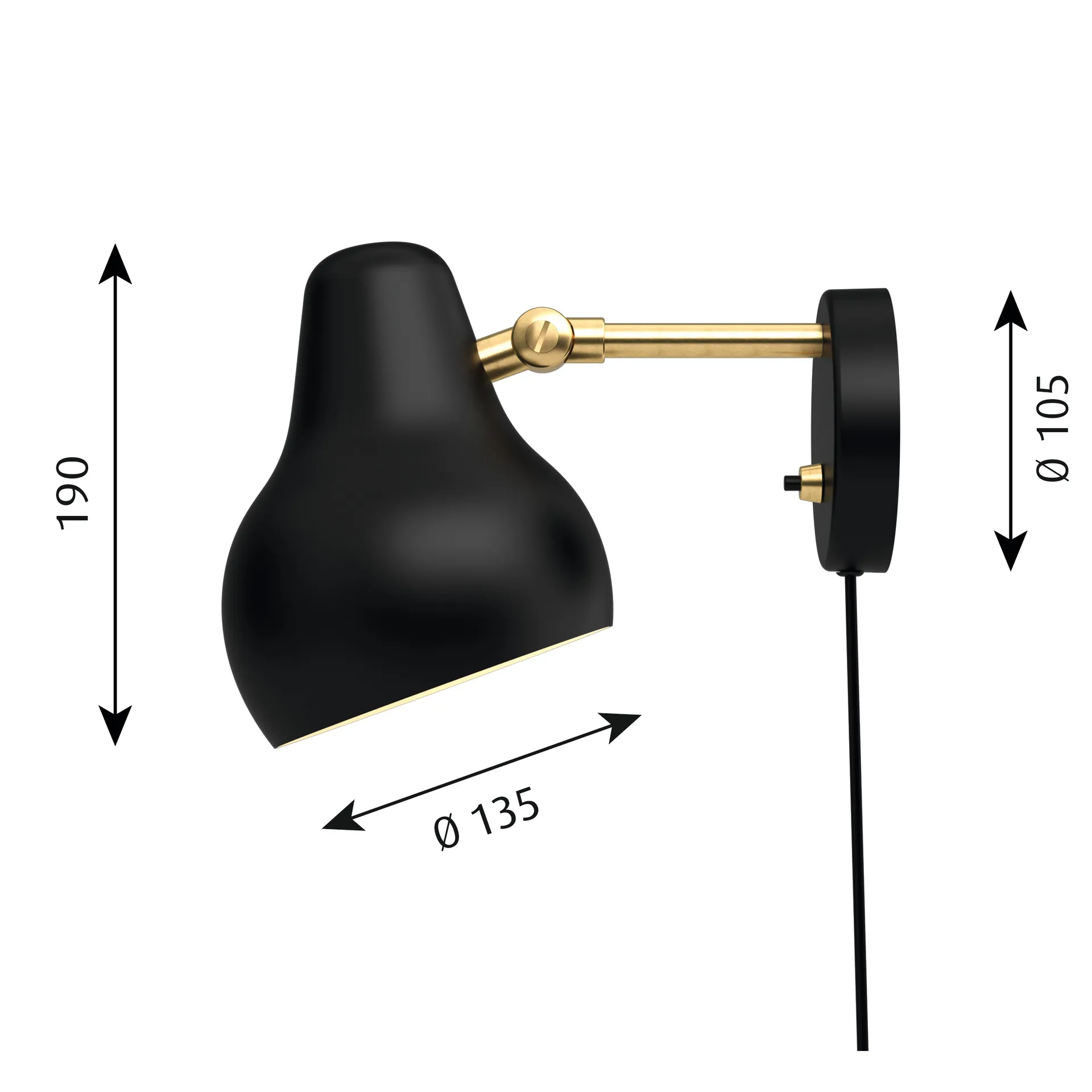 Appliqe murale VL38, Noir Louis Poulsen