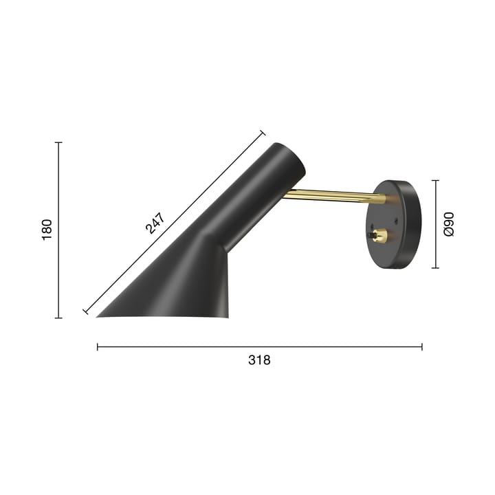 Applique murale AJ installation fixe, Brass-black Louis Poulsen