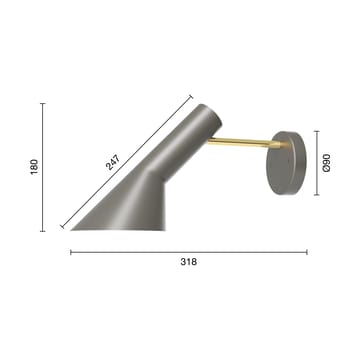 Applique murale AJ installation fixe sans interrupteur - Brass-warm grey - Louis Poulsen