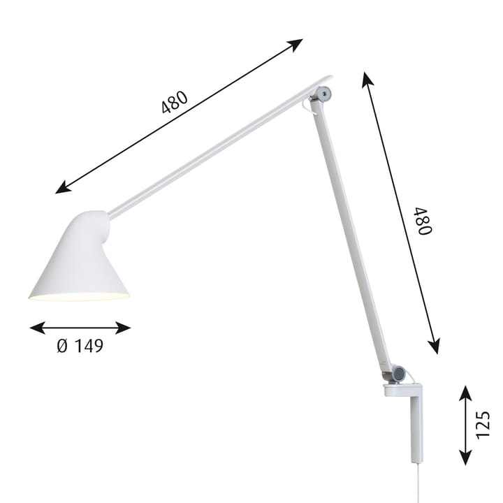 Applique murale NJP bras long, Blanc Louis Poulsen