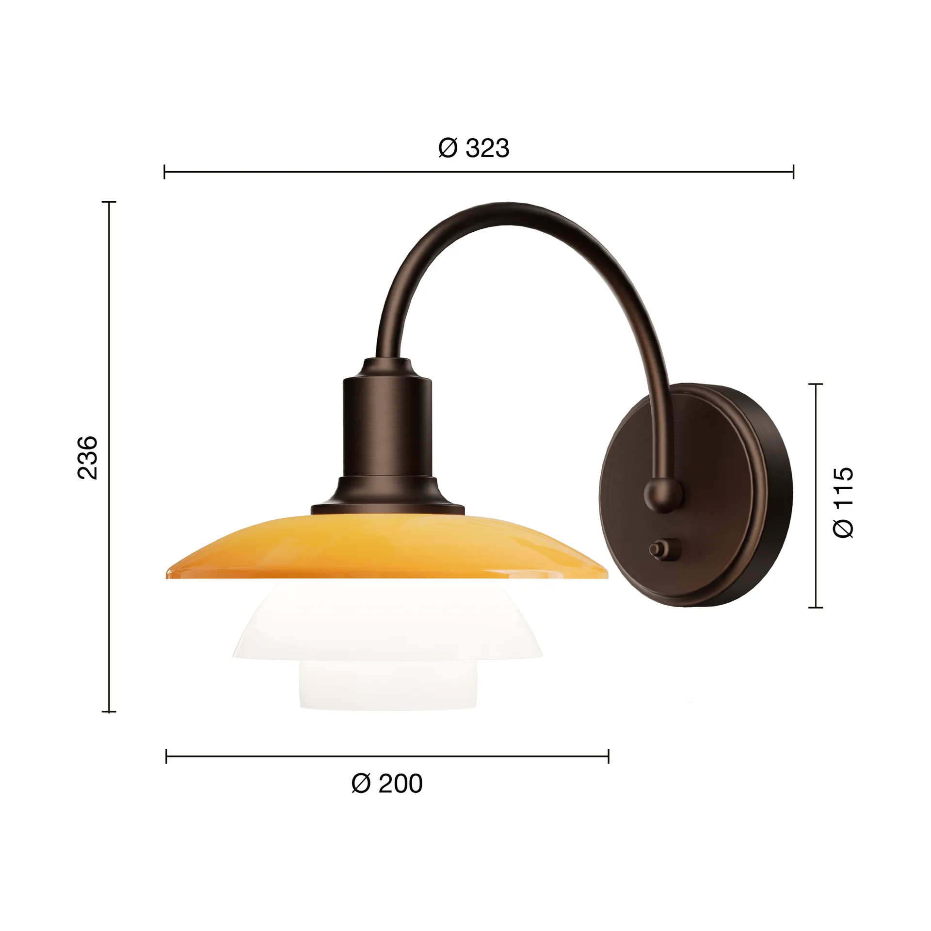 Applique PH 2/2 Centenary Edition, Amber-opale blanc, installation rapide Louis Poulsen