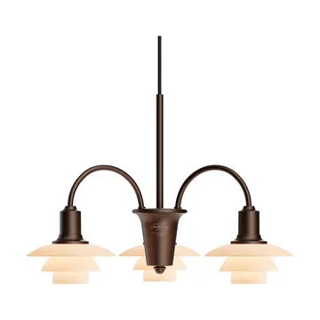 Chandelier PH 1/1 Centenary Edition lustre - Brass-dusty terracotta, 3 bras - Louis Poulsen