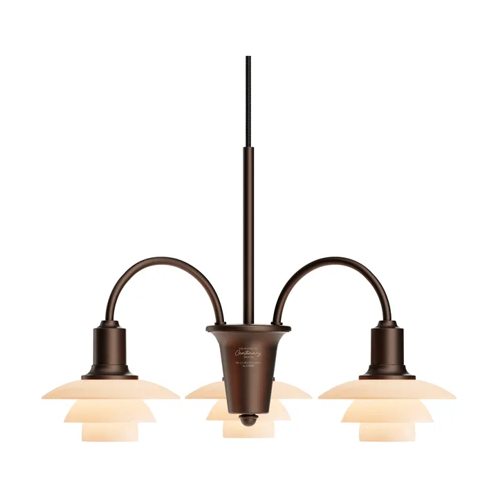 Chandelier PH 1/1 Centenary Edition lustre - Brass-dusty terracotta, 3 bras - Louis Poulsen