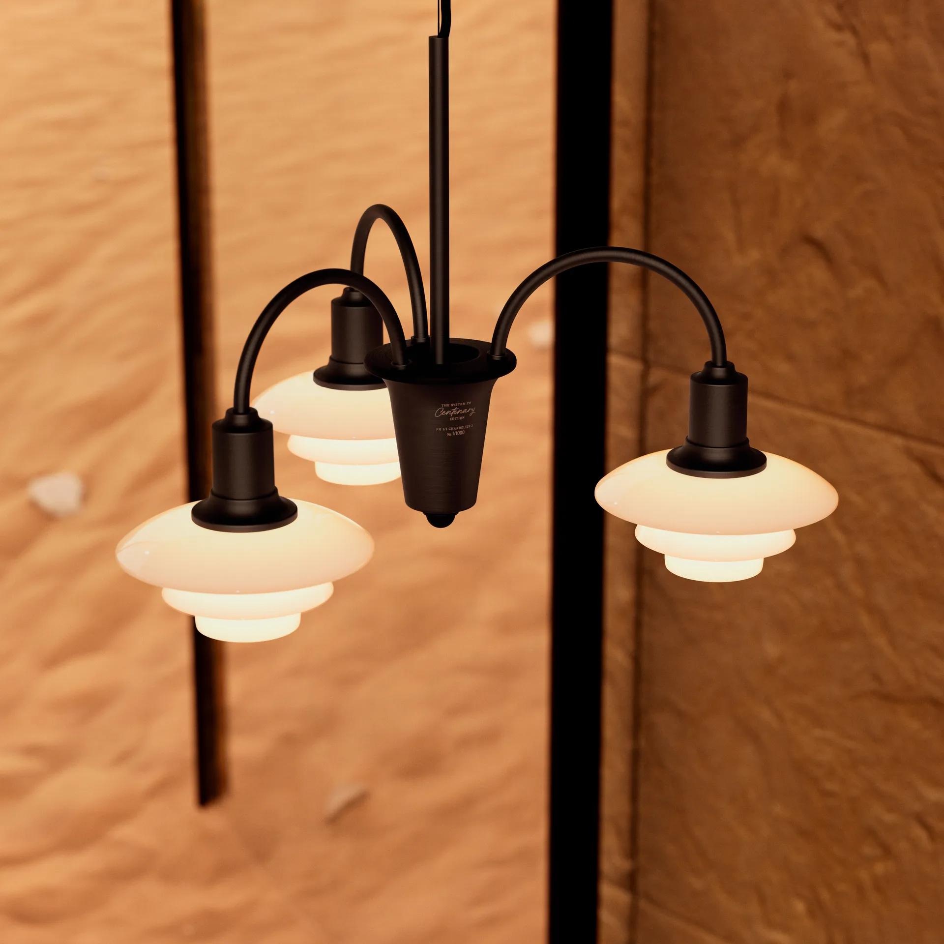 Chandelier PH 1/1 Centenary Edition lustre, Brass-dusty terracotta, 3 bras Louis Poulsen