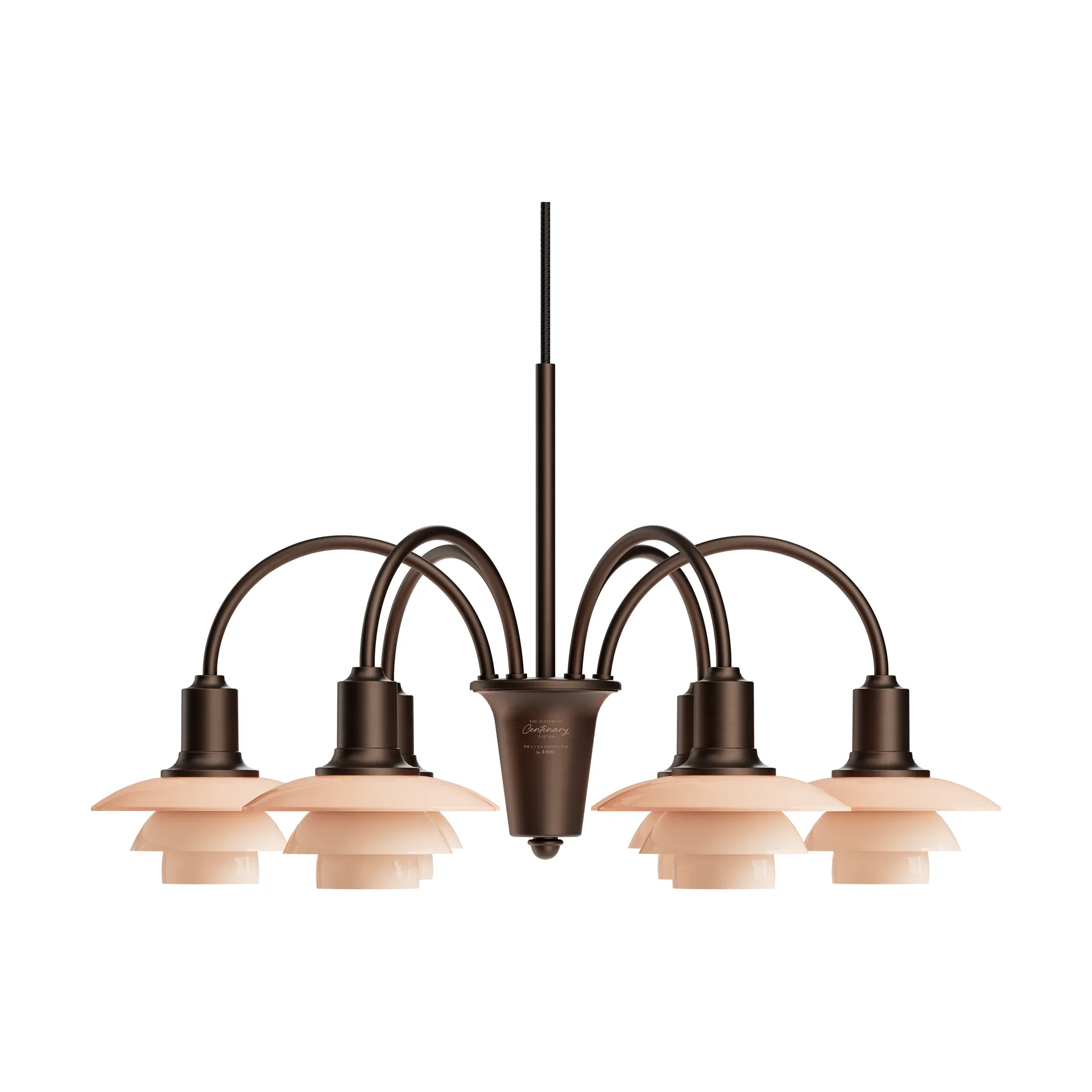 Chandelier PH 1/1 Centenary Edition lustre, Brass-dusty terracotta, 6 bras Louis Poulsen
