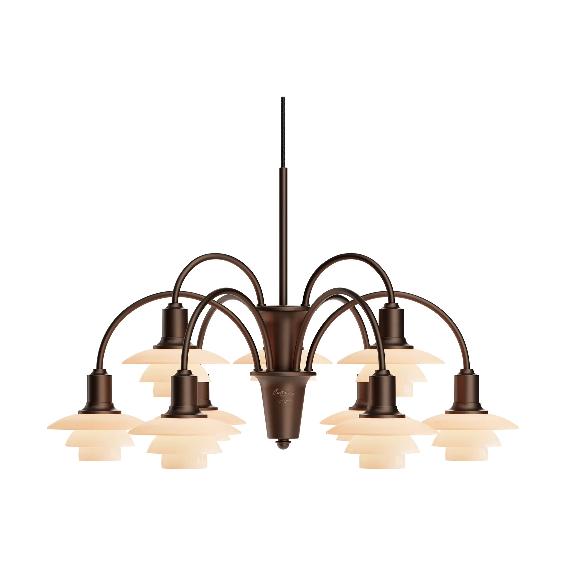 Chandelier PH 1/1 Centenary Edition lustre, Brass-dusty terracotta, 9 bras Louis Poulsen