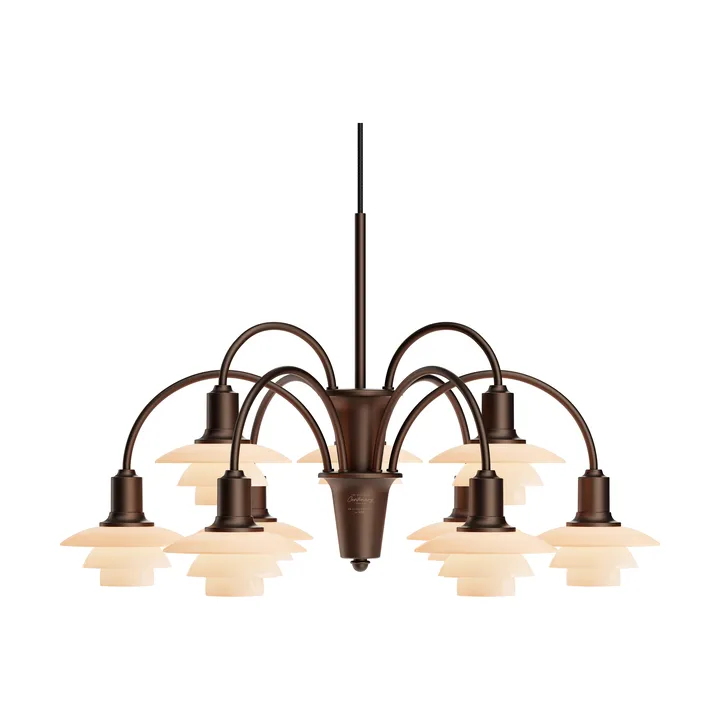 Chandelier PH 1/1 Centenary Edition lustre - Brass-dusty terracotta, 9 bras - Louis Poulsen