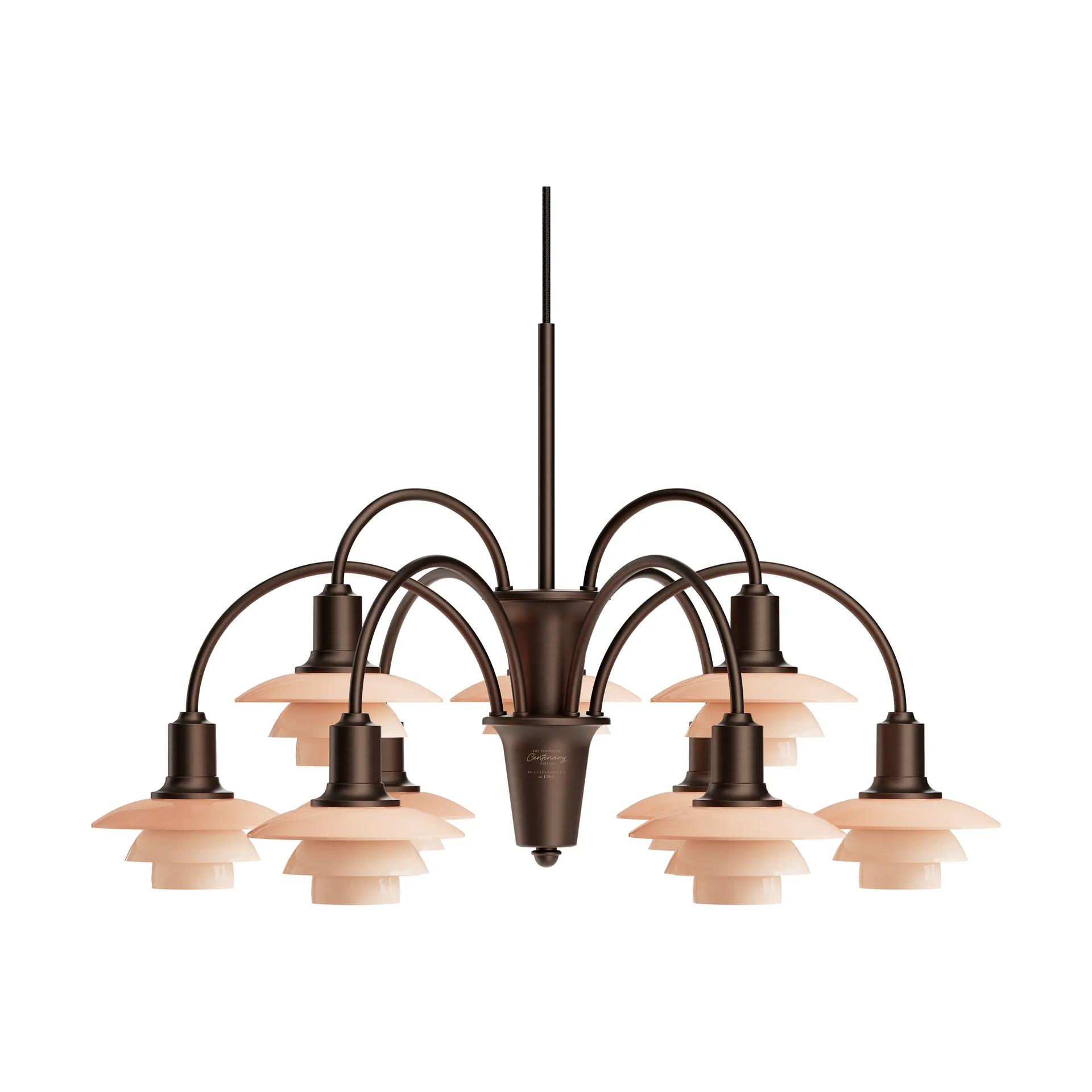 Chandelier PH 1/1 Centenary Edition lustre, Brass-dusty terracotta, 9 bras Louis Poulsen