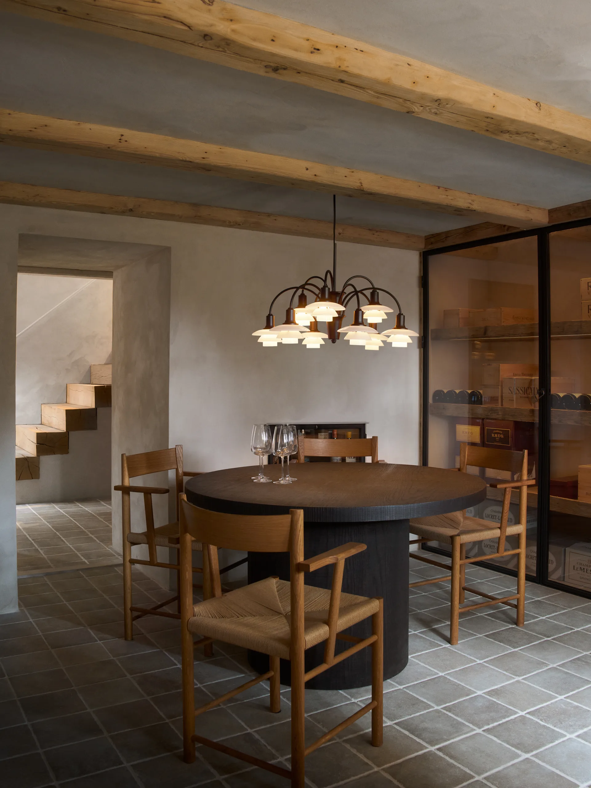 Chandelier PH 1/1 Centenary Edition lustre, Brass-dusty terracotta, 9 bras Louis Poulsen