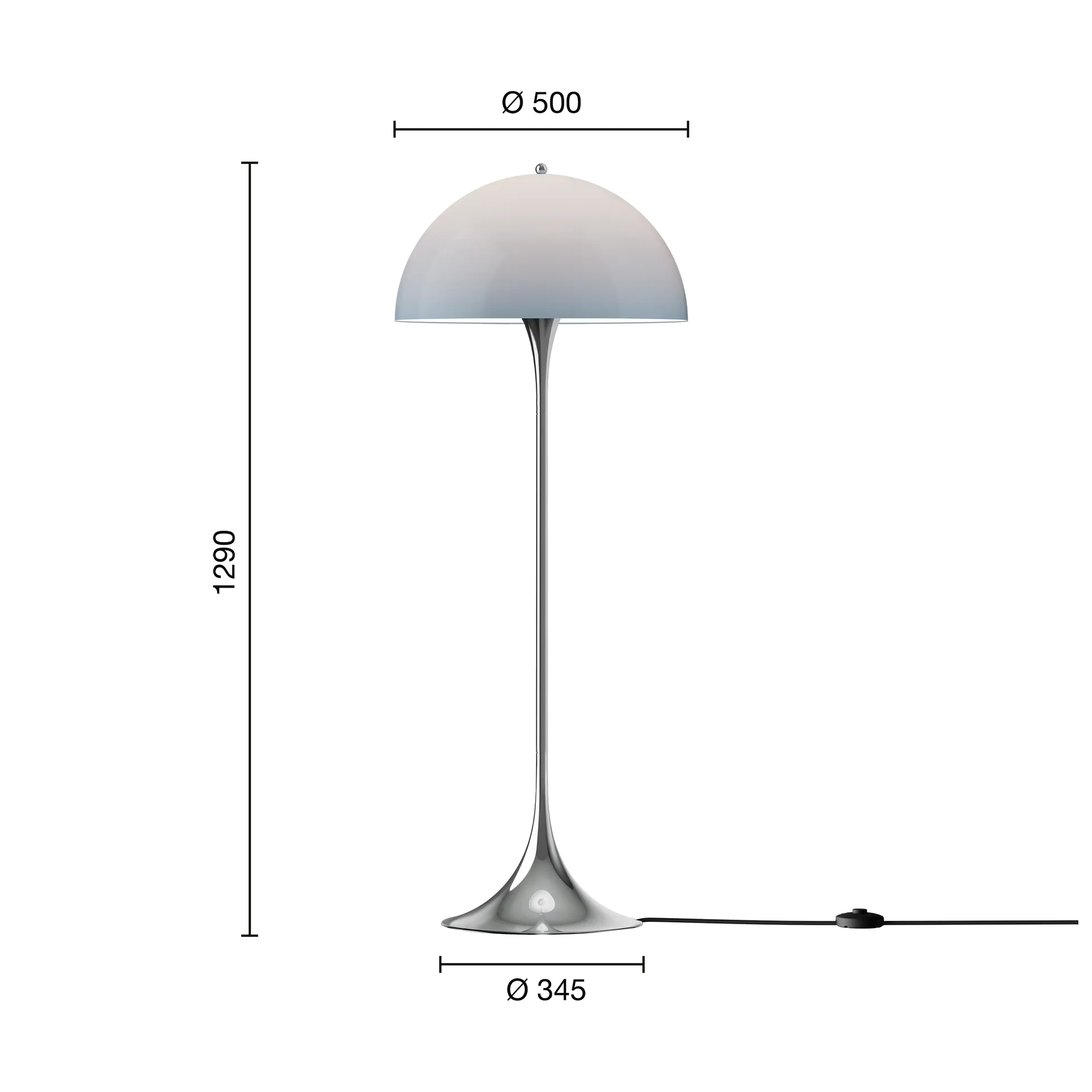 Lampadaire Panthella 500, Original opal blue grey Louis Poulsen