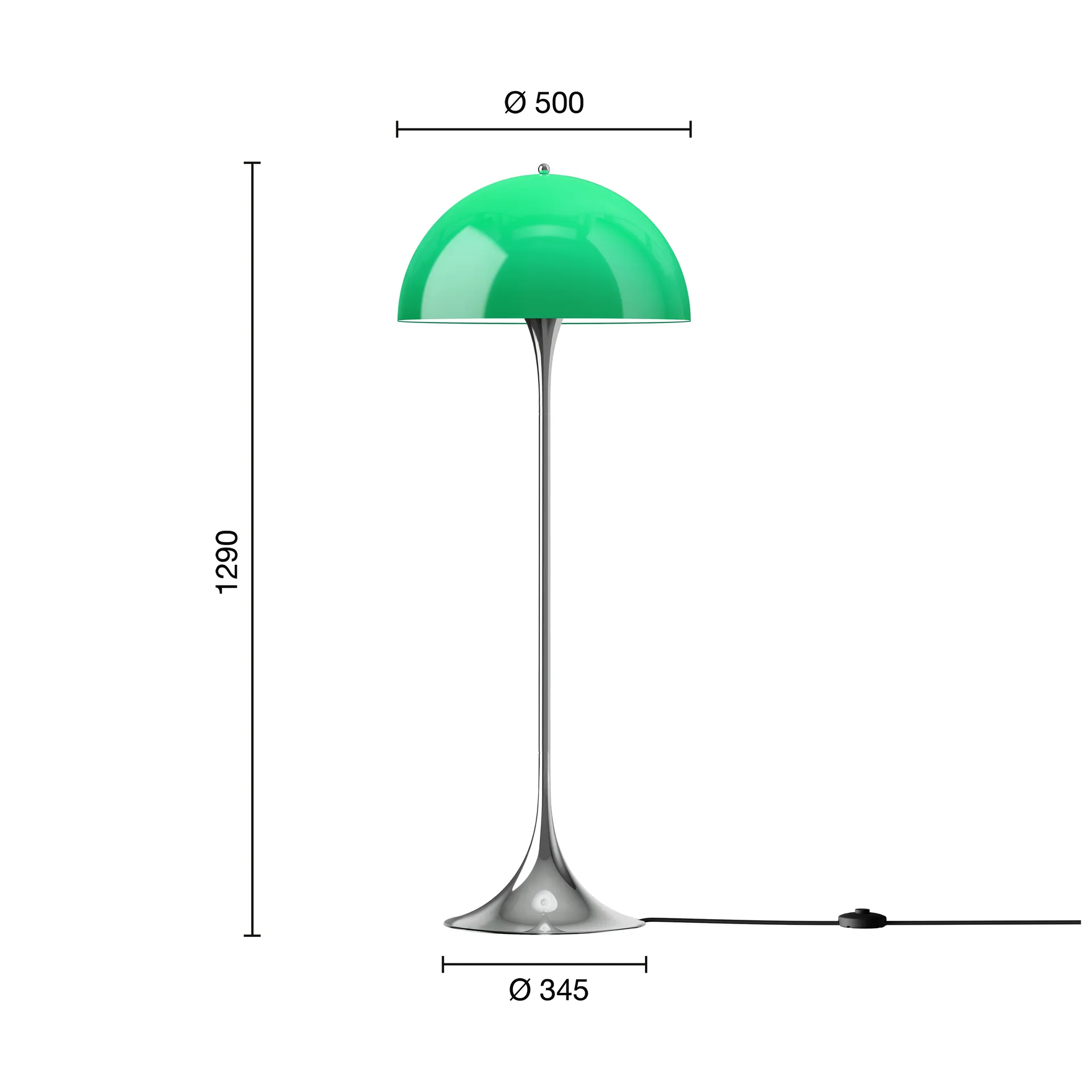 Lampadaire Panthella 500, Original opal green Louis Poulsen