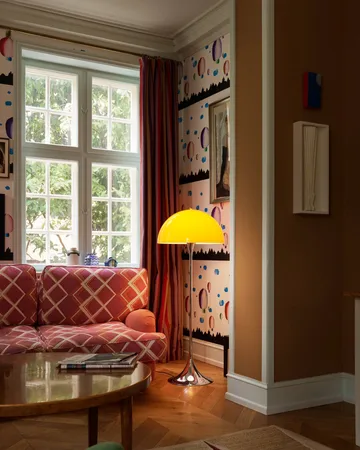 Lampadaire Panthella 500 - Original opal orange - Louis Poulsen