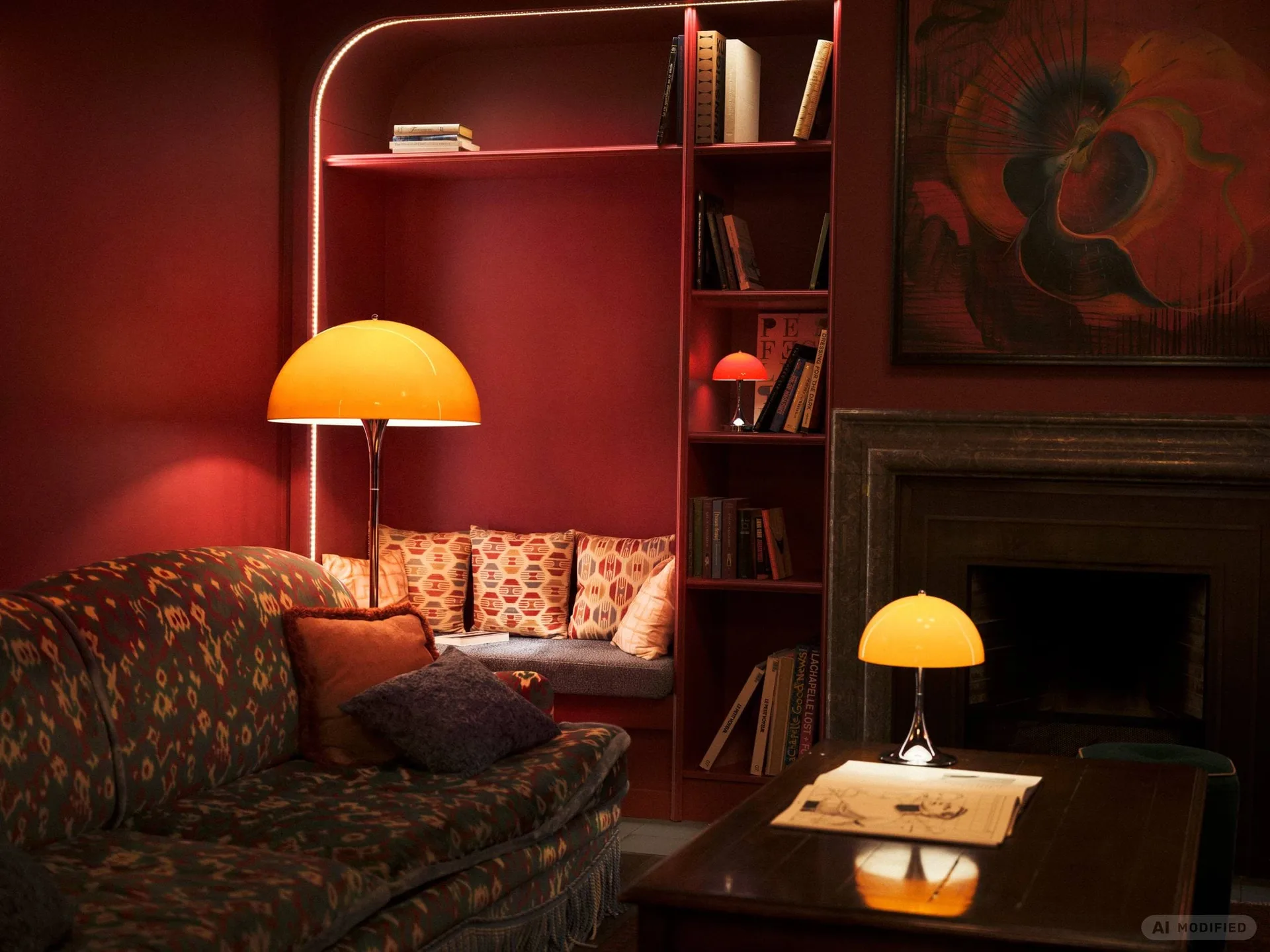 Lampadaire Panthella 500, Original opal orange Louis Poulsen