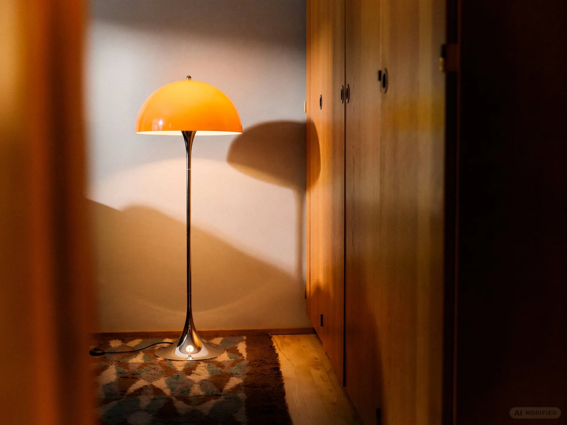 Lampadaire Panthella 500, Original opal orange Louis Poulsen