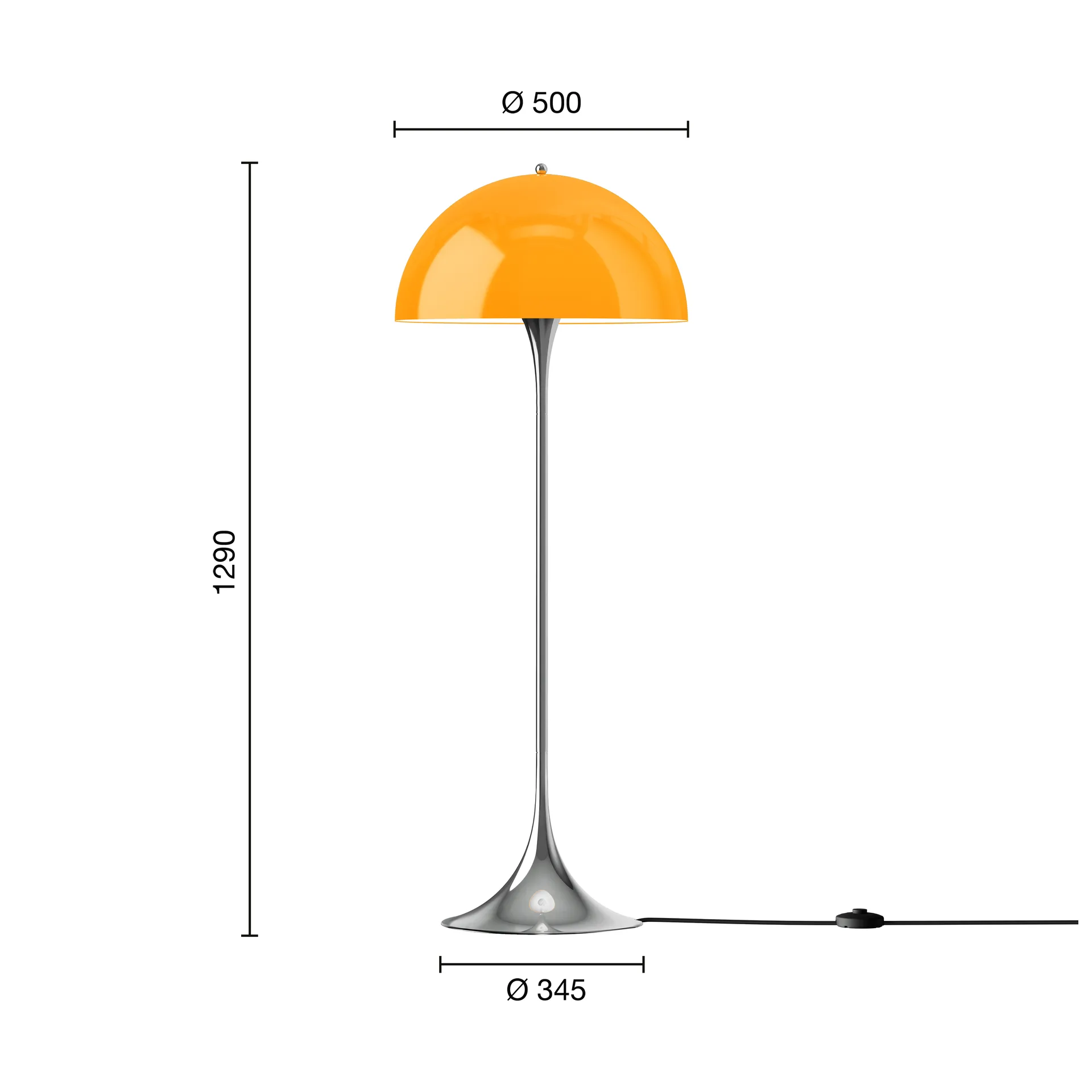 Lampadaire Panthella 500, Original opal orange Louis Poulsen