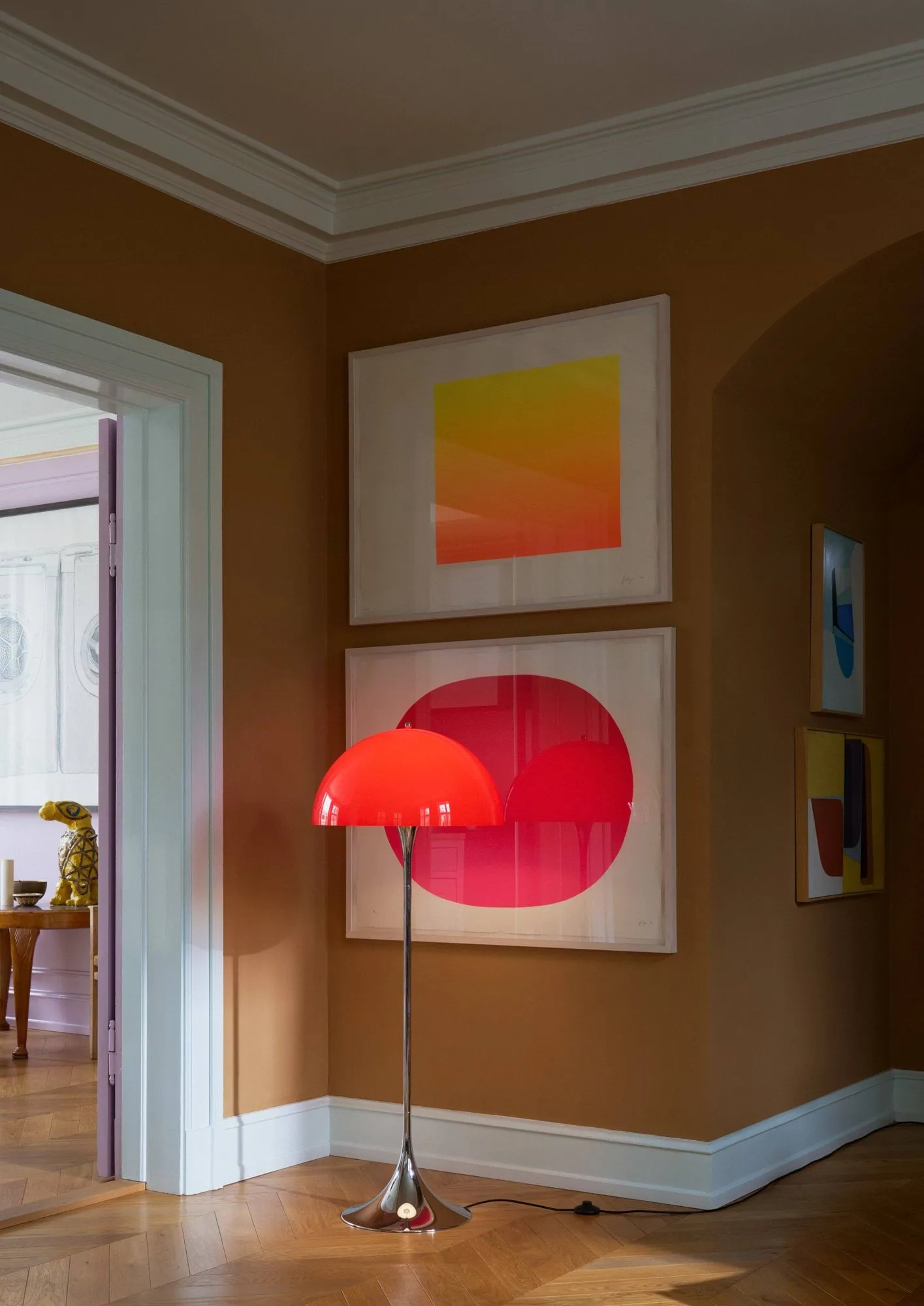 Lampadaire Panthella 500, Original opal red Louis Poulsen