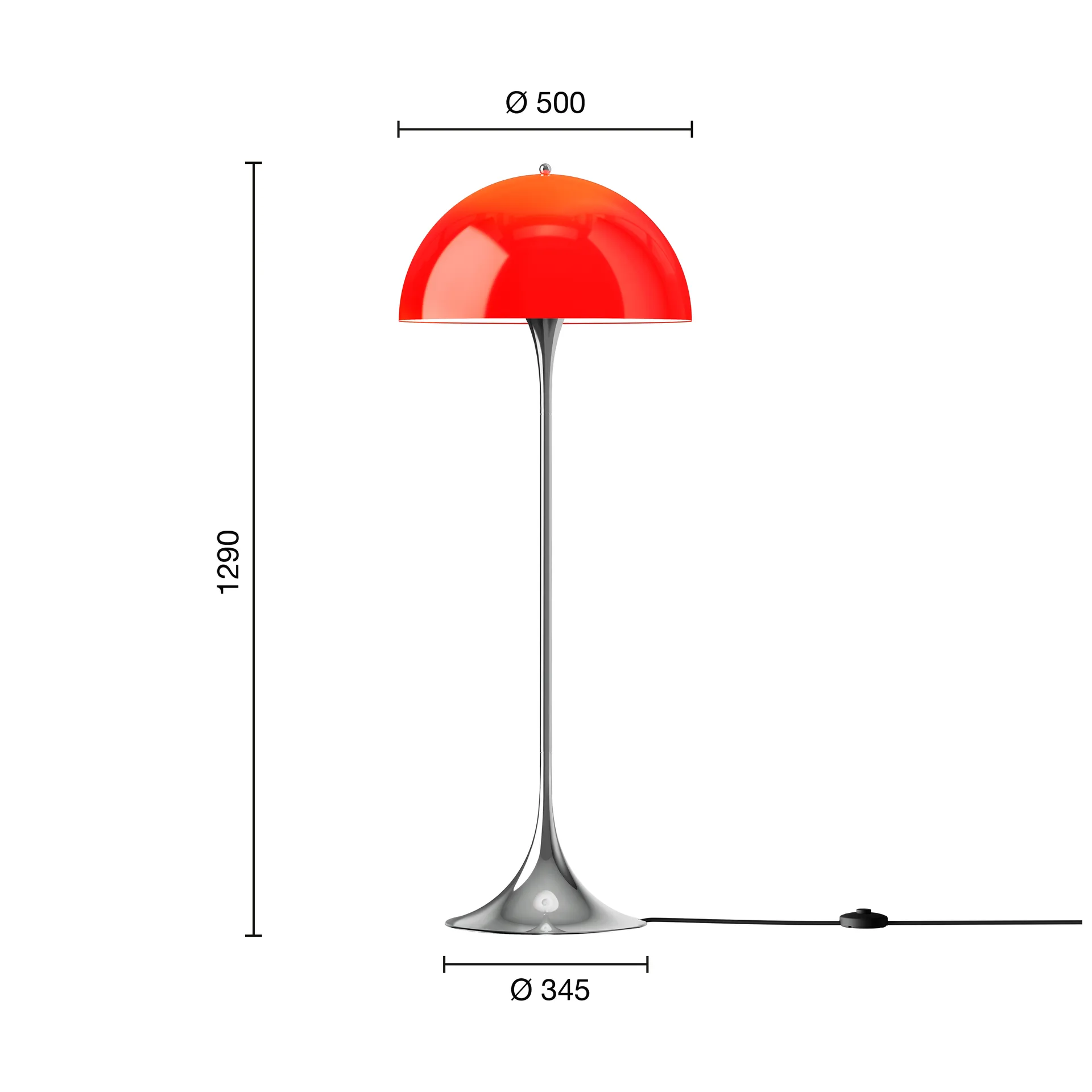 Lampadaire Panthella 500, Original opal red Louis Poulsen