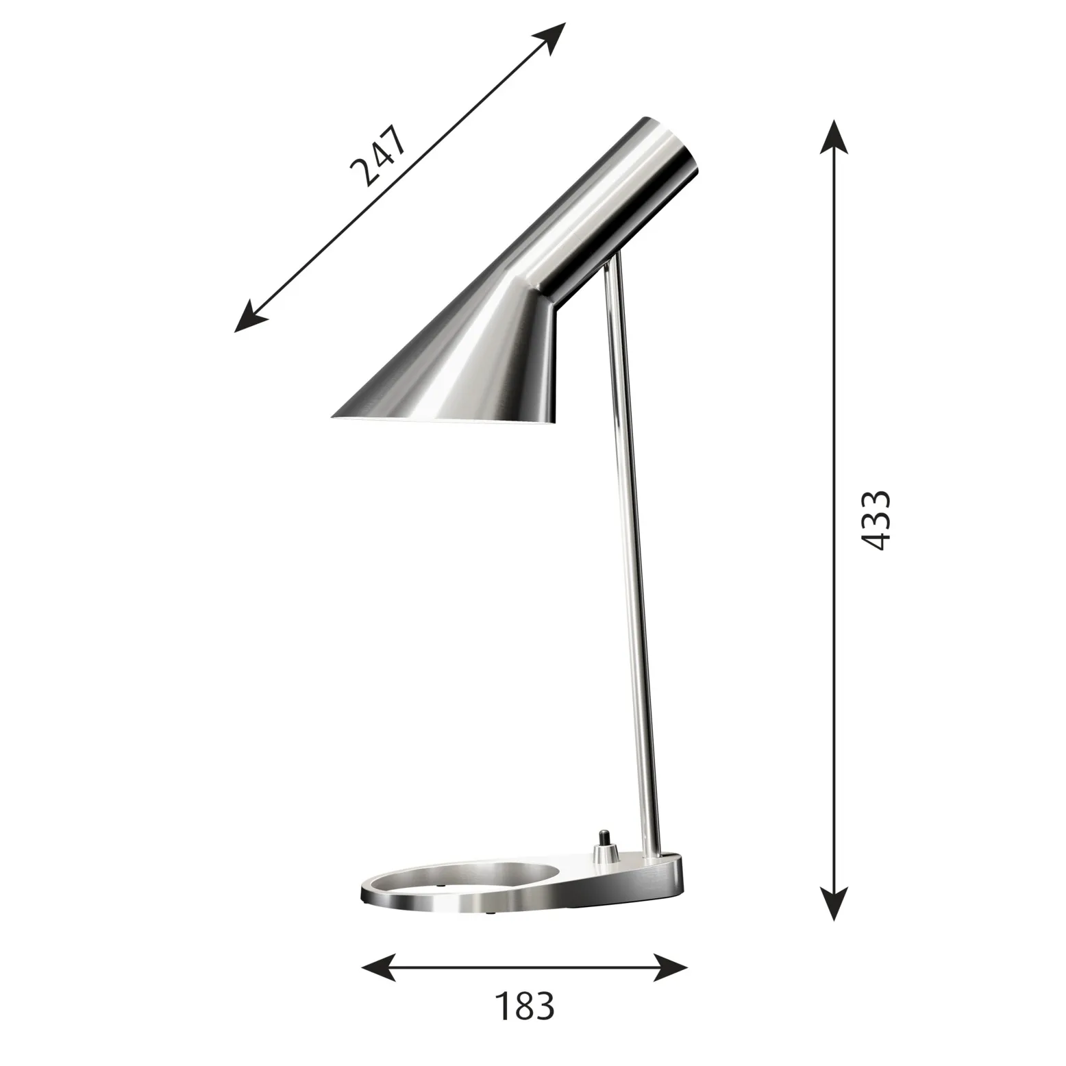 Lampe de table AJ MINI, Acier inoxydable poli Louis Poulsen