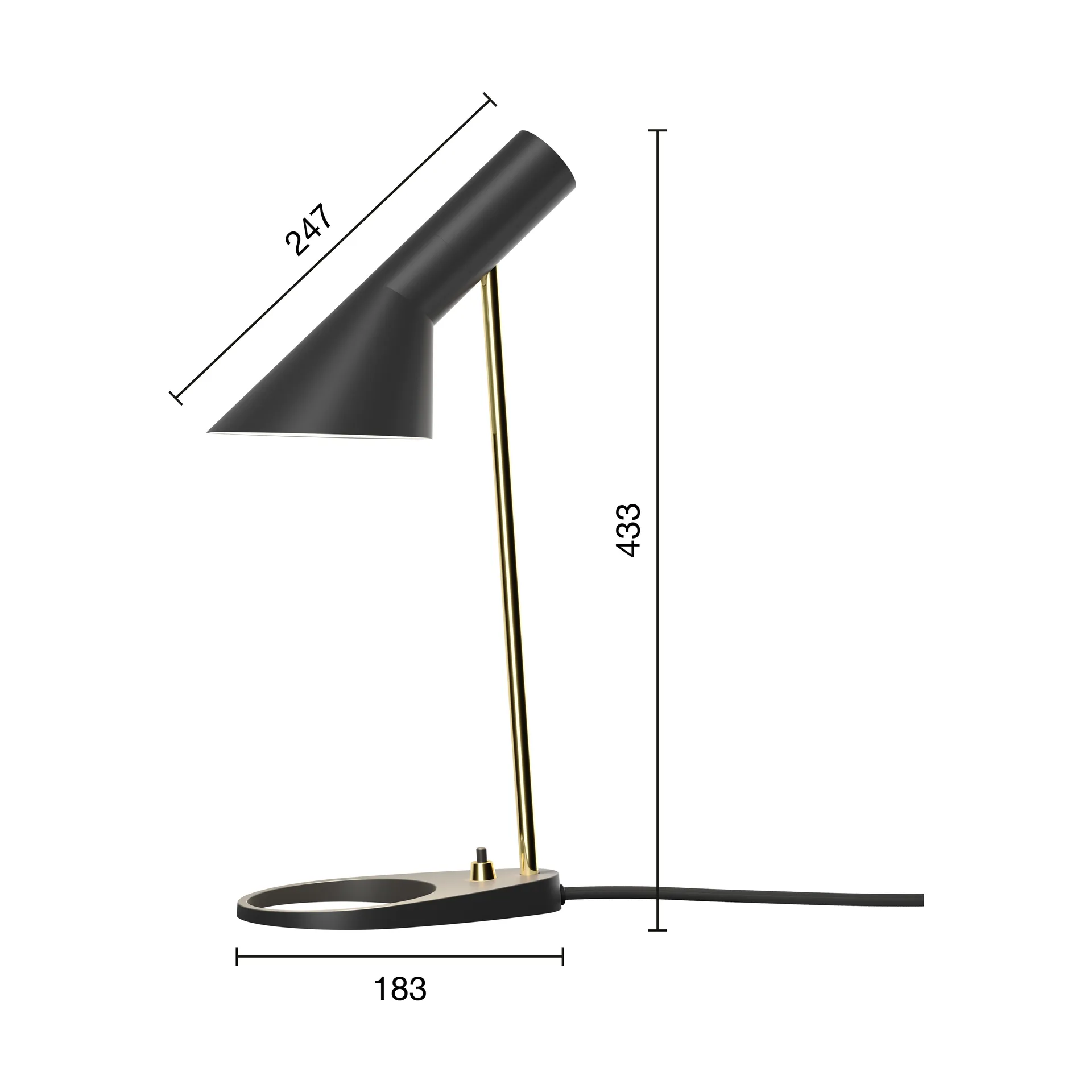 Lampe de table AJ MINI, Brass-black Louis Poulsen