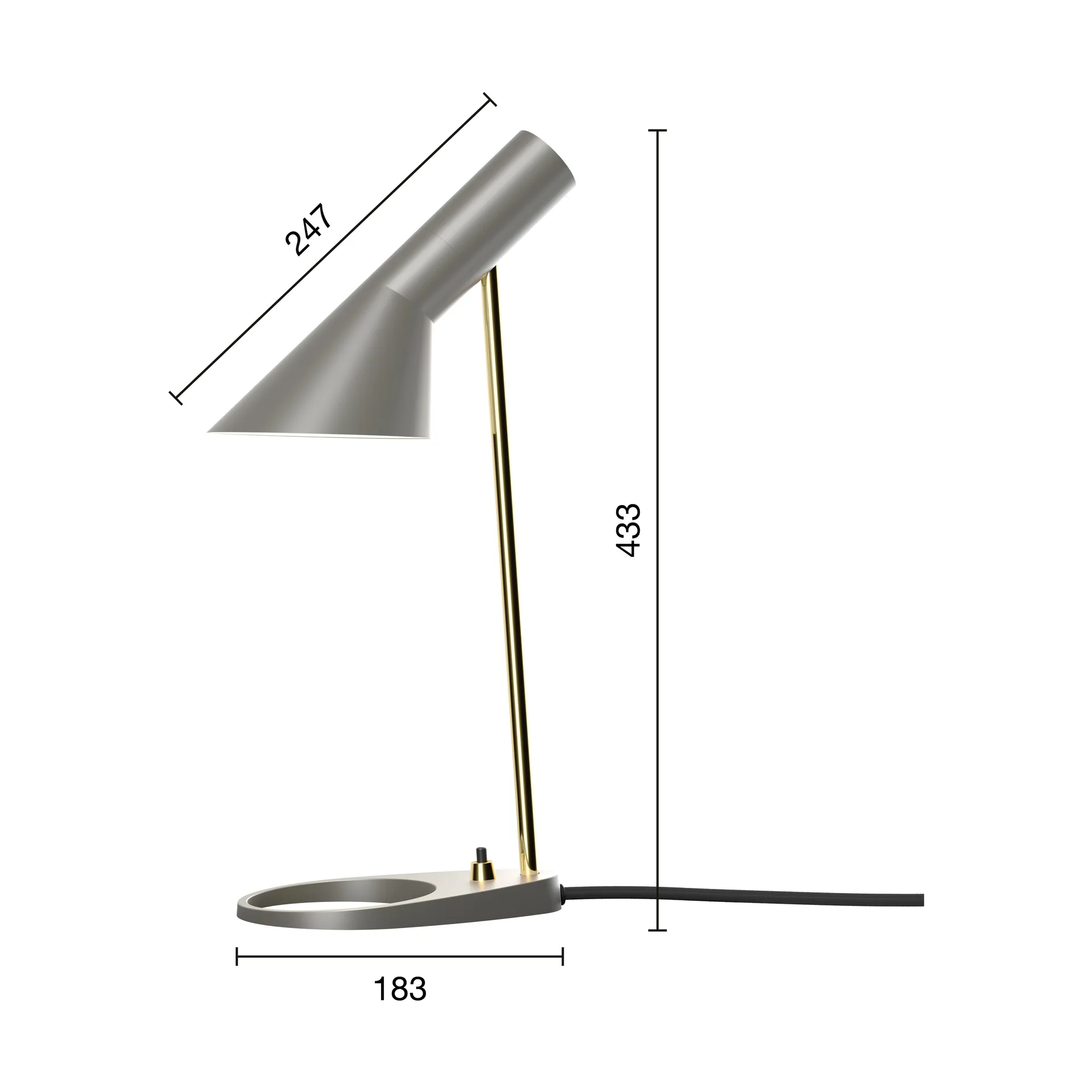 Lampe de table AJ MINI, Brass-warm grey Louis Poulsen